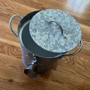 Pottery Barn galvanized ice bucket with scoop